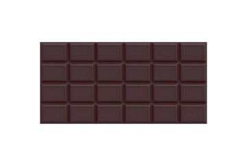 One chocolate bar isolated on white background. Confectionery tile. Top view. 3d render