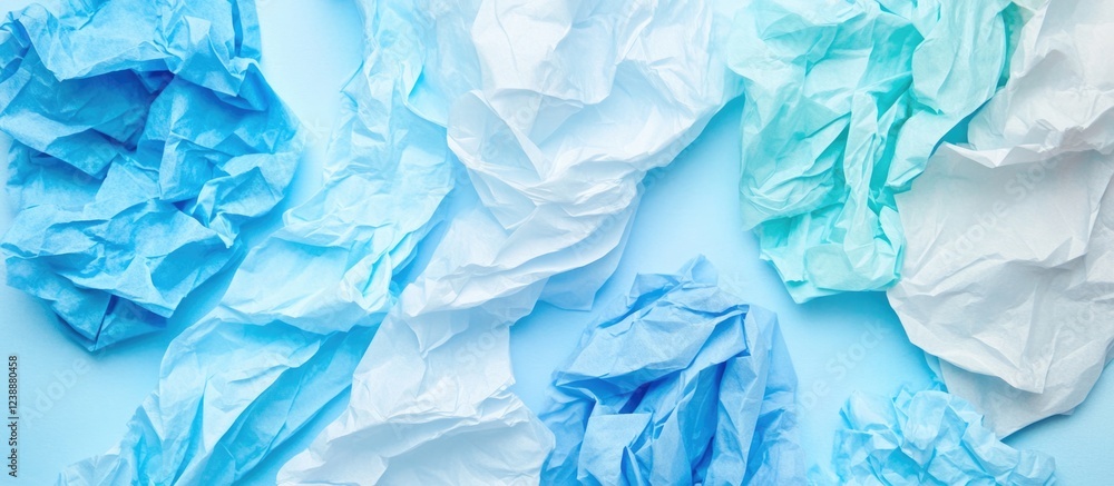 Canvas Prints crumpled blue and white paper background with texture and copy space