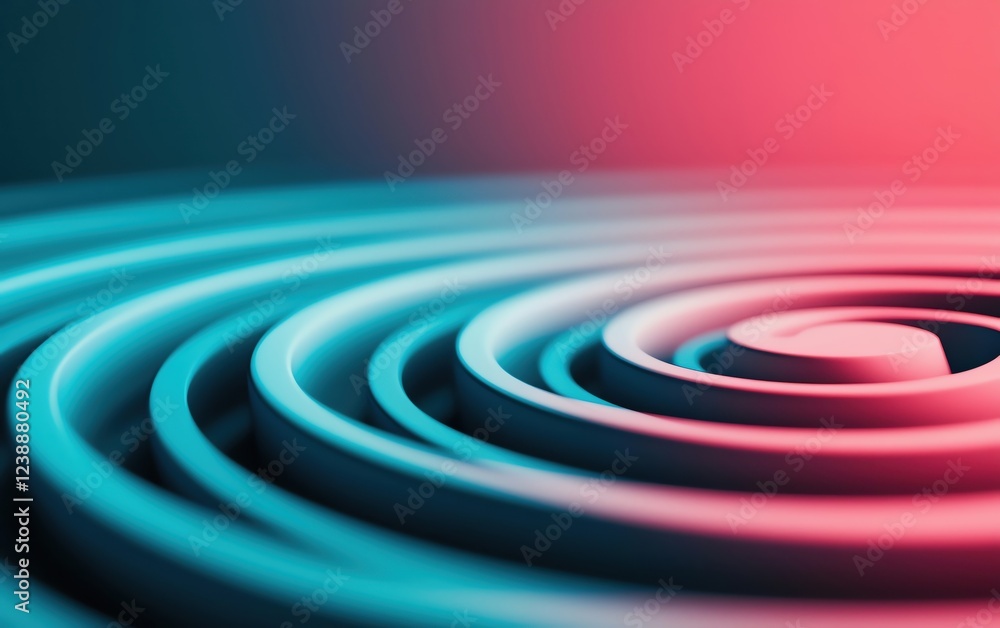 Poster abstract waves in blue and red tones, creating a mesmerizing visual effect.