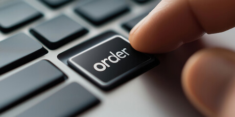 Placing an Order Online with a Finger on Keyboard Key