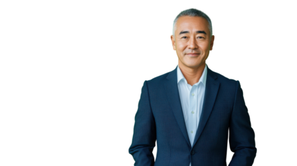 Smiling senior businessman posing with transparent background