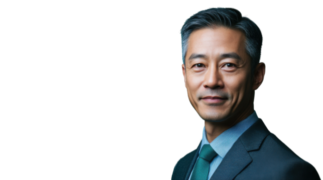 Portrait of smiling businessman with transparent background