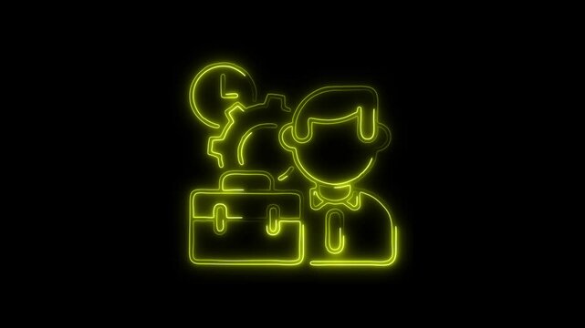 Glowing neon Professional Profile icon isolated on black background. HD Video motion graphic animation