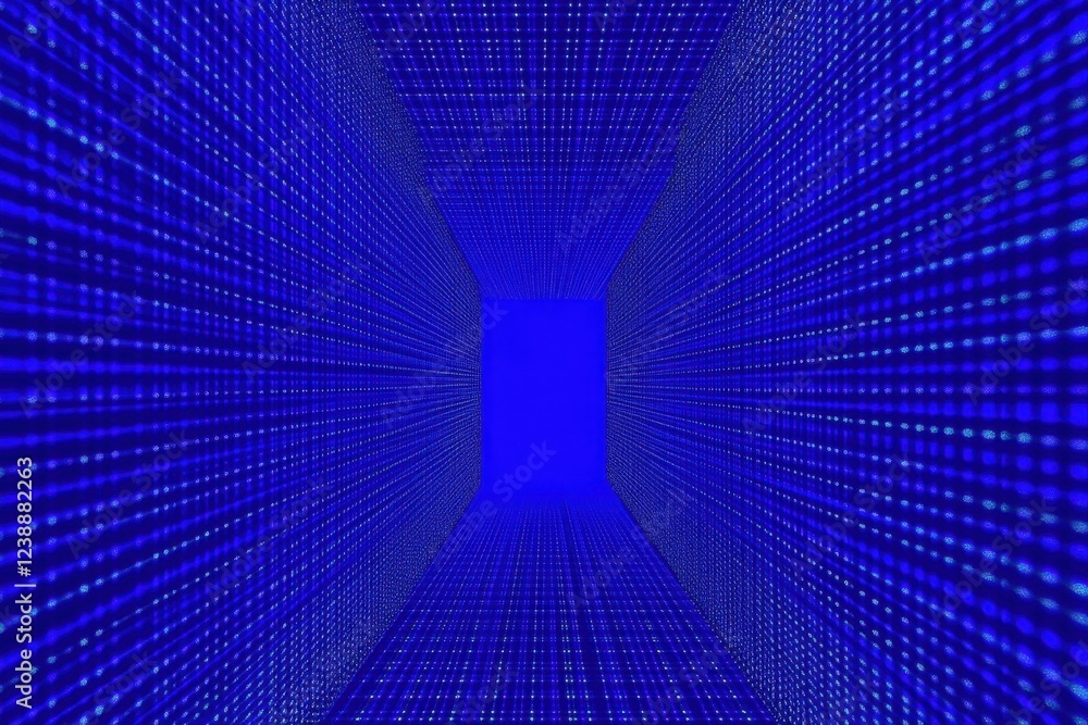 Poster futuristic abstract design with blue light and grid pattern