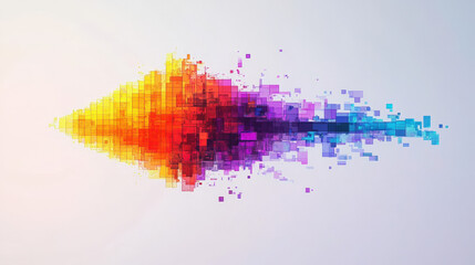 Fototapeta premium Futuristic Pixelated Color Gradient Triangle with Digital Aesthetics 