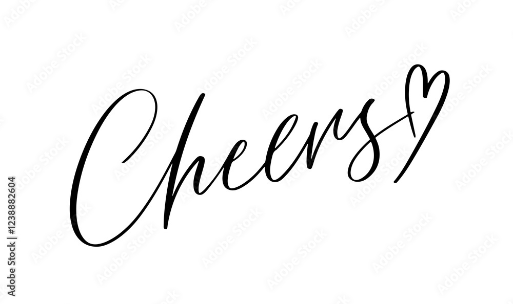 Wall mural Cheers, hand drawn calligraphy lettering design. Modern handwritten brush text.