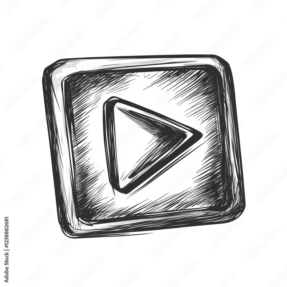 Poster a hand drawn sketch depicts a play button inside a square frame, representing a media player icon.