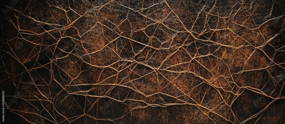 Aufkleber cracked textured surface with dark and earthy tones showing intricate web-like patterns and natural 