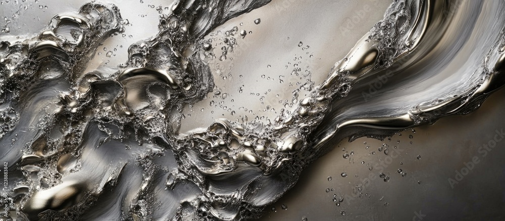 Poster close-up of clear water flow with bubbles and ripples showing liquid motion and texture