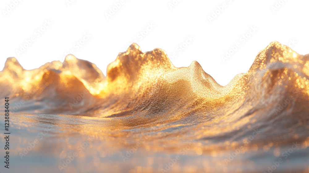 Poster an abstract image depicting golden glittering waves against a black background resembling a surreal 