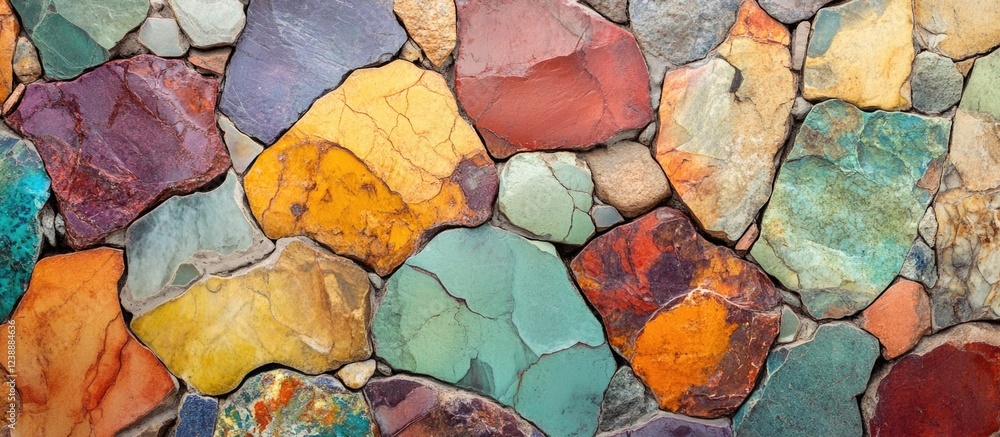 Canvas Prints multicolored textured stone wall background with irregular shapes