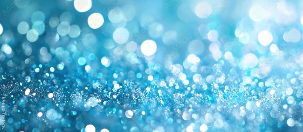 Poster abstract blue bokeh background with blurred light circles and soft focus texture