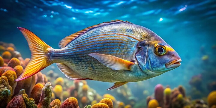 Gilthead Sea Bream (Sparus aurata) Close-Up Underwater Shot