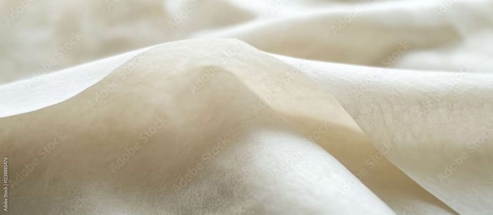 Poster close-up of delicate white paper texture with soft folds and subtle shadows