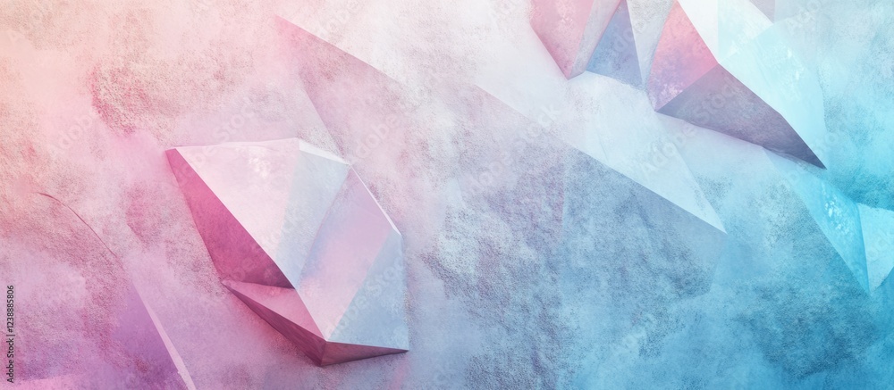 Poster abstract geometric shapes with pastel colored gradient background and textured surface