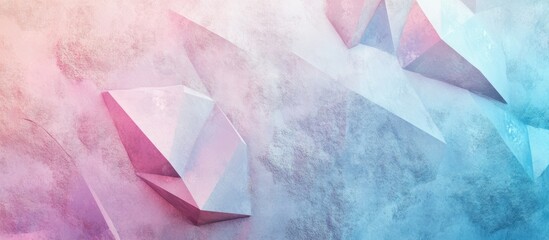 Abstract geometric shapes with pastel colored gradient background and textured surface