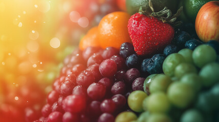 healthy food background. Vibrant Superfood Gradient. A blurred background with vibrant gradients transitioning through bright shades associated with superfoods - greens, reds, and oranges