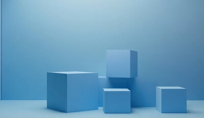 Obraz premium Blue cubes on blue background.