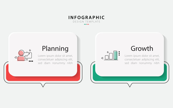 Business infographic template. 2 Step timeline journey. Process diagram, 2 options on white background, Infograph elements vector illustration.