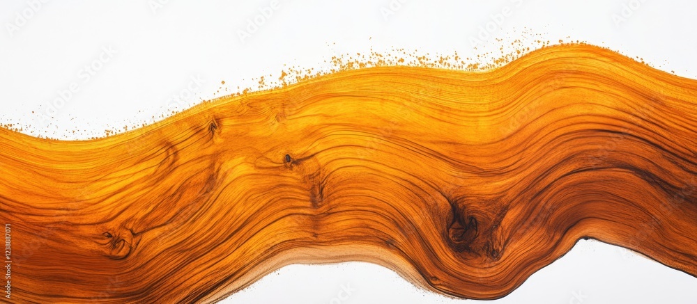 Poster abstract orange wave pattern with wood texture effect on white background