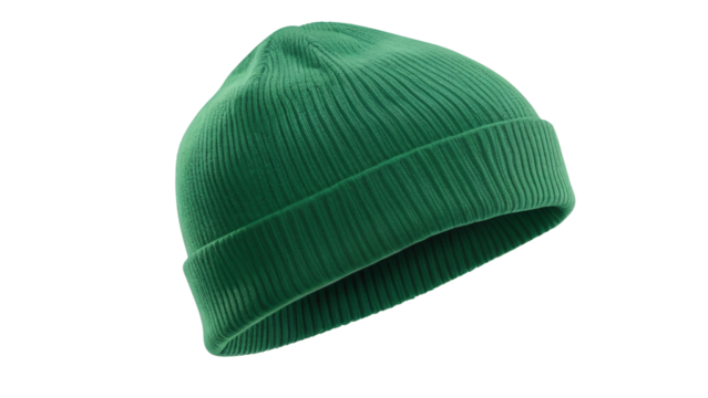 Green Ribbed Knit Beanie Hat Winter Warm Fashion Accessory