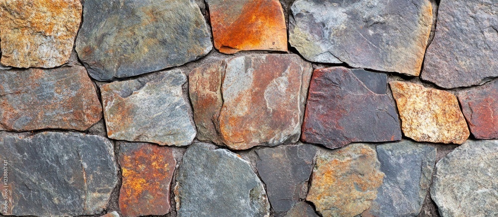 Poster natural stone wall texture with varied color tones and rough surface patterns