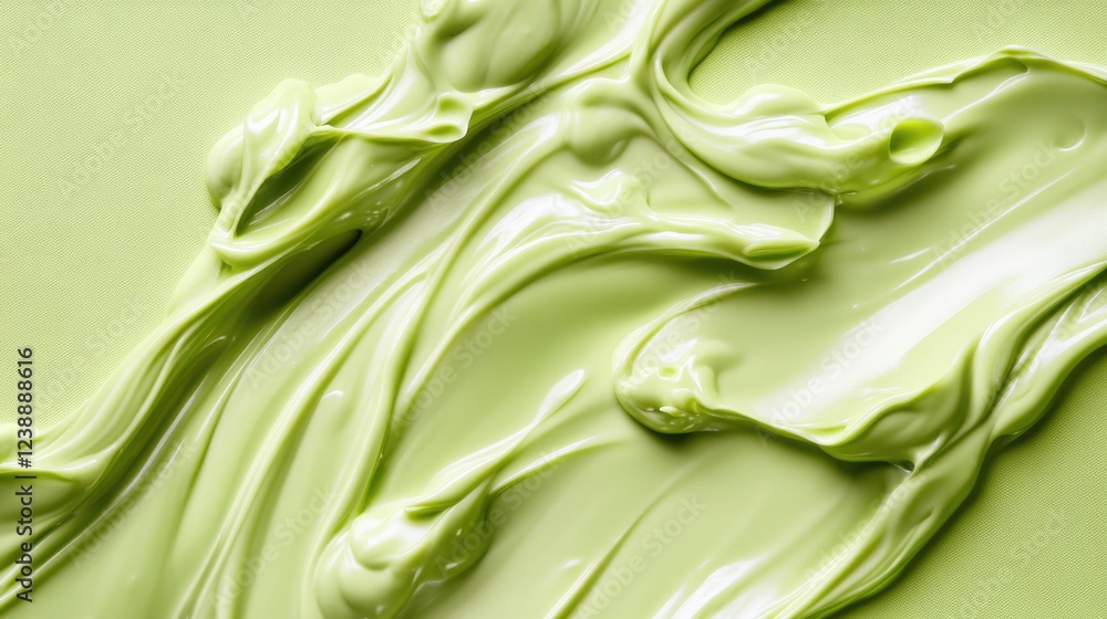 Poster smooth creamy green texture background with swirling patterns and light reflections