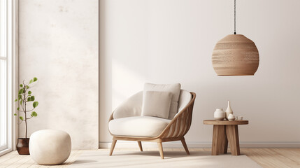 Minimalist Cozy Corner with Wooden Accents and Soft Lighting