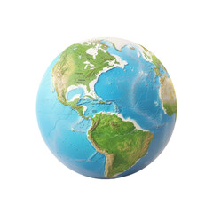 Realistic earth globe showing continents and oceans from an aerial perspective
