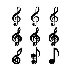 Treble Clef Symbols in a Variety of Styles