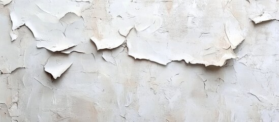 Peeling White Paint on Weathered Concrete Wall Texture with Copy Space