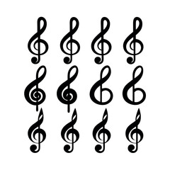 Fototapeta premium Treble Clef Symbols in a Variety of Styles