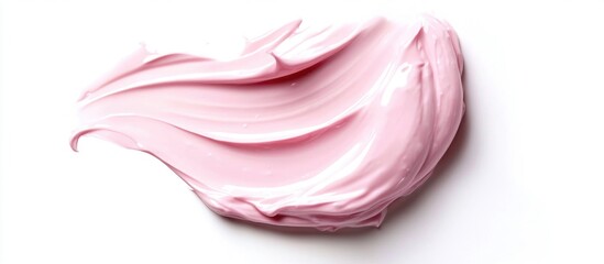 Obraz premium Pink Cosmetic Cream Smear on White Background with Copy Space