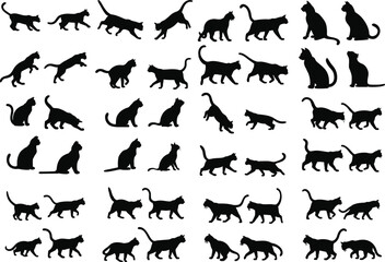 Fototapeta premium Cat silhouette collection cat's icons and Cat SVG Bundle isolated