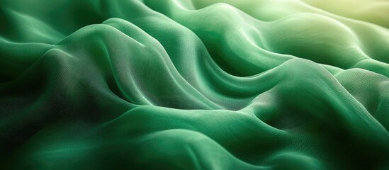 Fototapeta premium Abstract green silk fabric folds with soft lighting and gradient shading