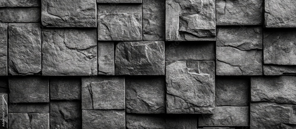 Poster close-up of textured gray stone brick wall with irregular pattern and subtle natural variations