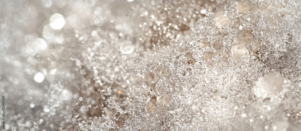 Poster macro shot of ice crystals with bokeh effect and subtle sparkle