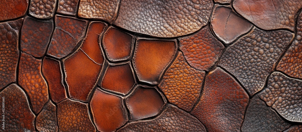 Poster brown textured surface resembling turtle shell pattern, close-up view
