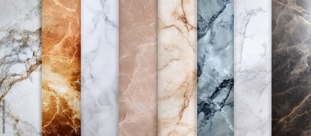 Aufkleber variety of marble textures in vertical strips showing different colors and patterns