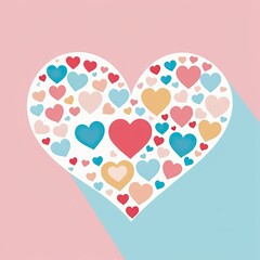 Pastel Hearts Composing a Large Heart Shape