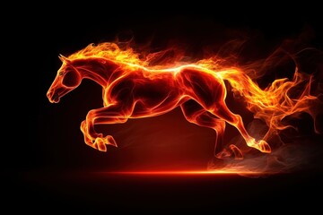 Fototapeta premium Fiery horse in full gallop with flames.