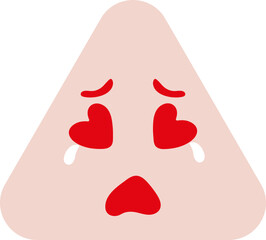 
Triangle emoticon with heart-shaped eyes crying