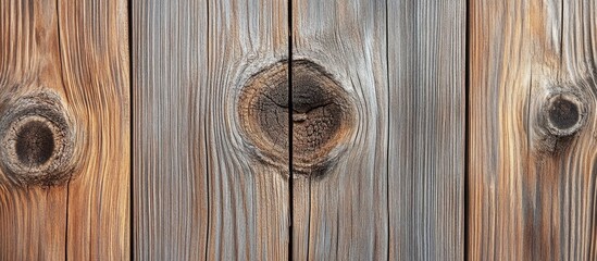 Fototapeta premium Close-up of weathered wooden planks with visible knots and grain patterns