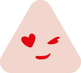 Triangle emoticon with heart-shaped eyes smiling