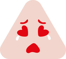 Triangle emoticon with heart-shaped eyes crying
