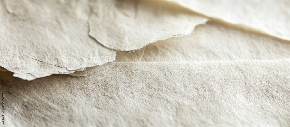 Poster Close-up of textured sheets of handmade paper with rough edges