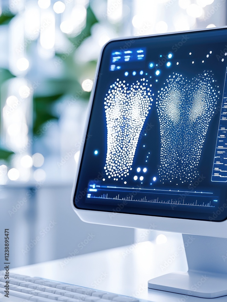 Poster human body data visualization on computer screen