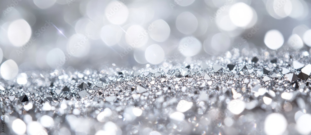 Poster defocused silver sparkling texture with glittering abstract background and bokeh lights
