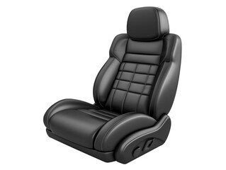 Naklejka premium Luxury black leather car seat with quilted design isolated on transparent background, PNG, cut out