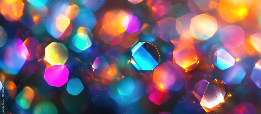 Poster abstract colorful bokeh lights with vibrant spectrum and defocused background